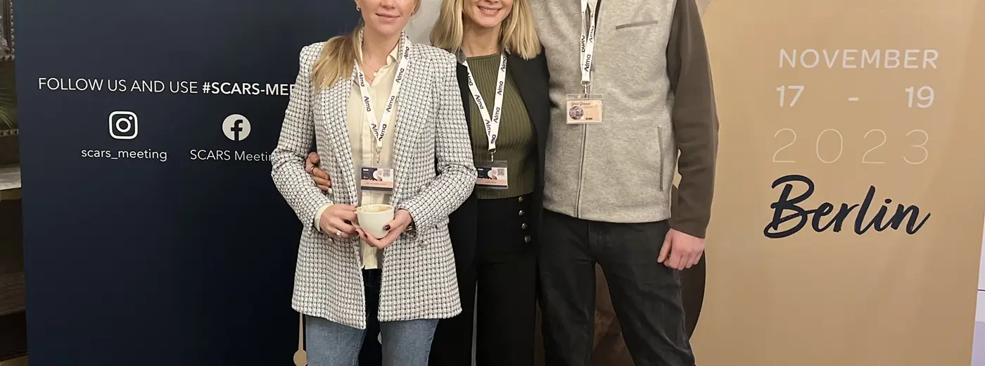 Dr. Axel Rein Barstad kosmetiske sykepleiere Julie Svenneby-Arvnes og Hanne Hegle på den internasjonale kongressen for arrbehandling i Berlin